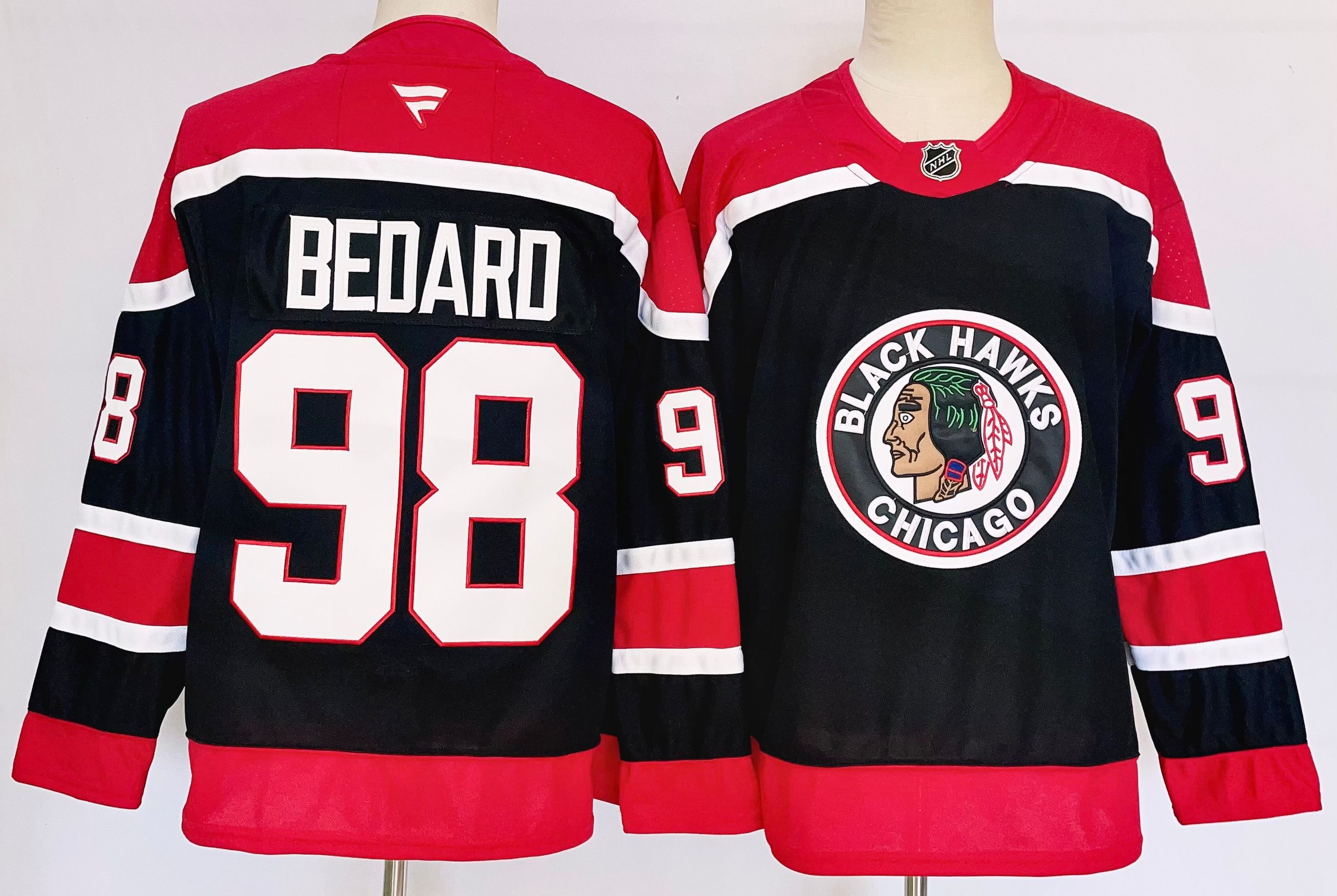 Men Chicago Blackhawks #98 Connor Bedard Black 2025 Home Premier Player NHL Jersey